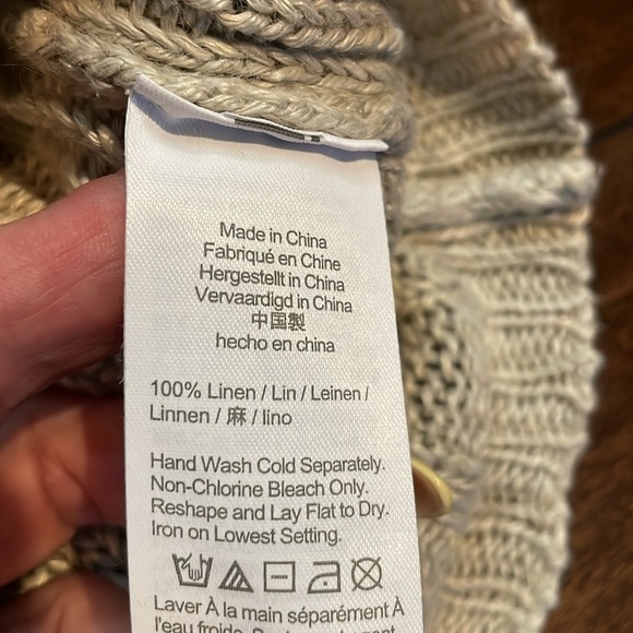 J. Crew Short Puff sleeved Linen sweater Beige Women’s L Neutral - Picture 3 of 8